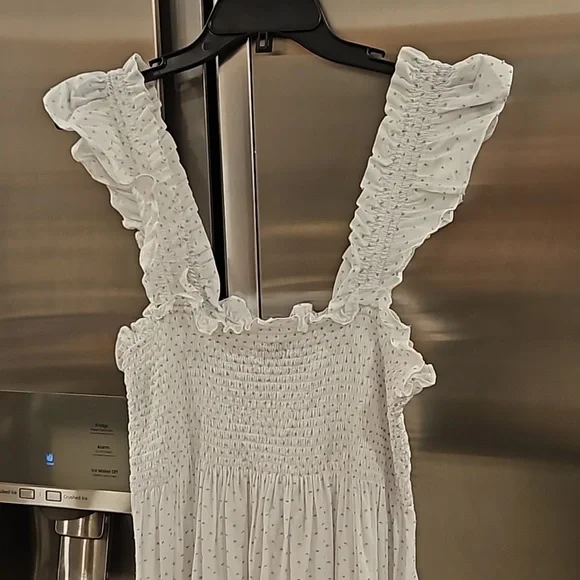 💕HILL HOUSE💕 The Ellie Nap Dress ~ White with Blue Swiss Dots Large - Picture 8 of 12